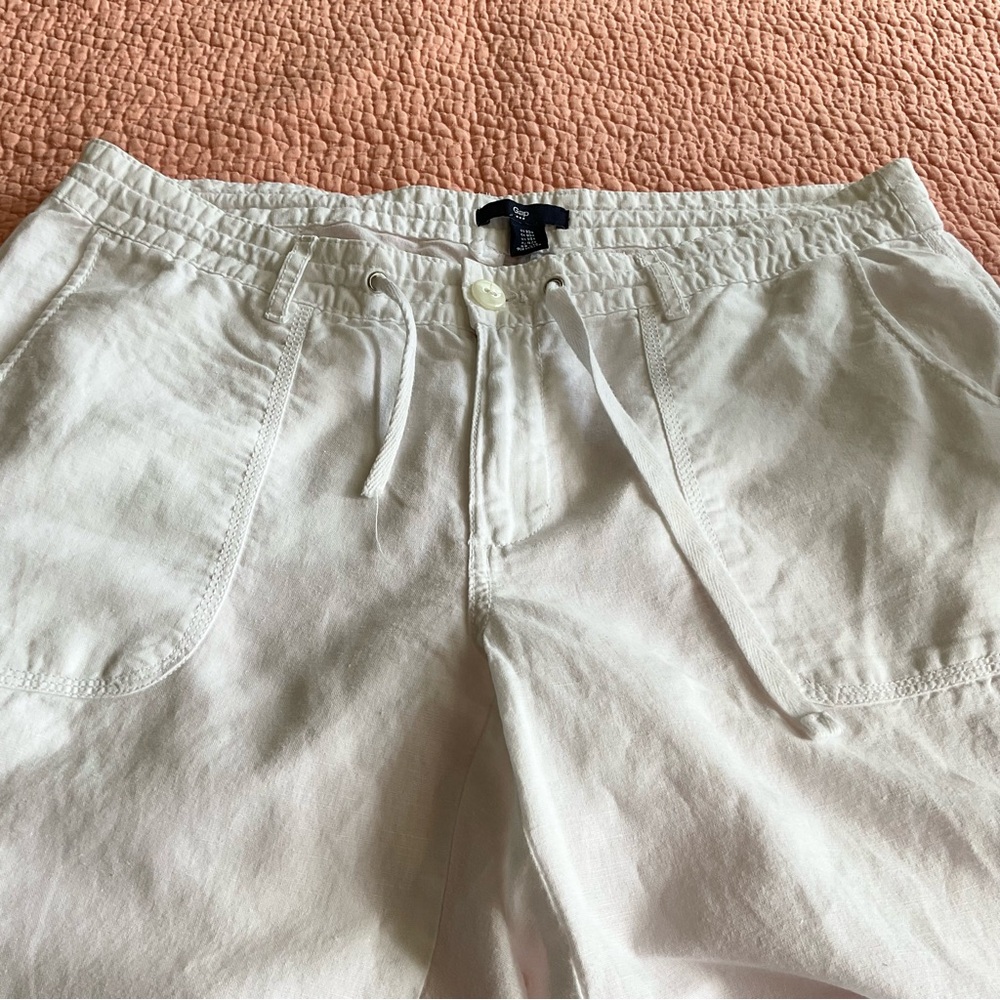 GAP White Drawstring linen blend pants - Women’s Relaxed Straight Leg - Picture 8 of 8